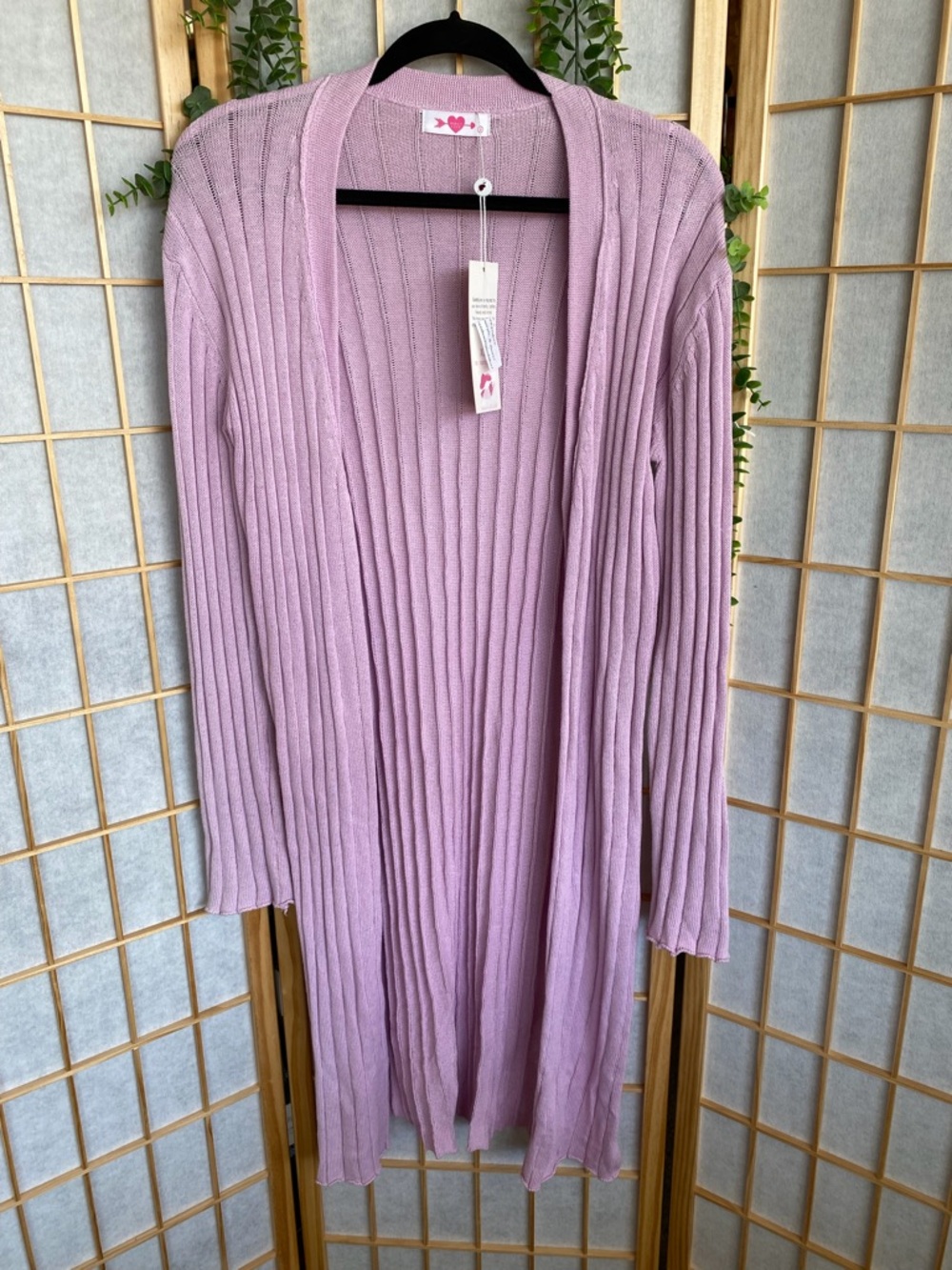 Buddy Love Lavender Ribbed Open-Front Cardigan